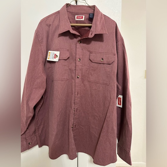 Wrangler Men’s Button down Rust color longsleeves size 2X - Picture 2 of 6